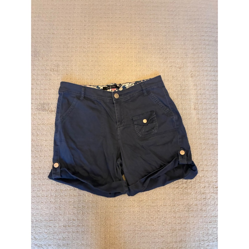 One 5 One Navy Blue Cargo Shorts Women 10/30 Stretch Cotton Utility MSH21069Z